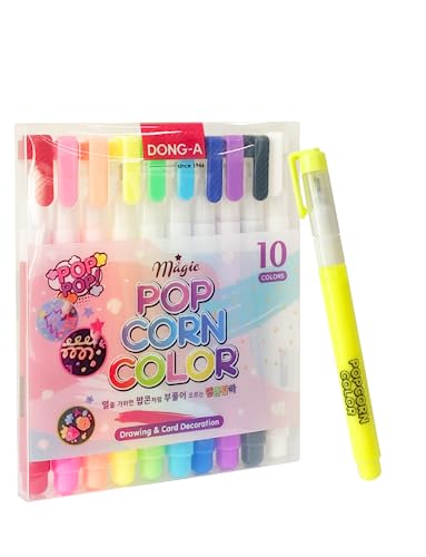 ADDY & PLUSY Dong-A Magic Puffy Popcorn Color Pen 10 Colors 3D Decorating Cards Drawing Small Art