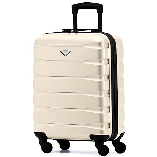 Flight Knight 55x40x20 Ryanair Priority Cabin Suitcase, Also for EasyJet, Jet2, Lightweight,ABS Hard Shell, Durable 4-Wheel Cabin Case, Carry-On Size 10kg Hand Luggage, Travel Bag- 55 x 40 x 20