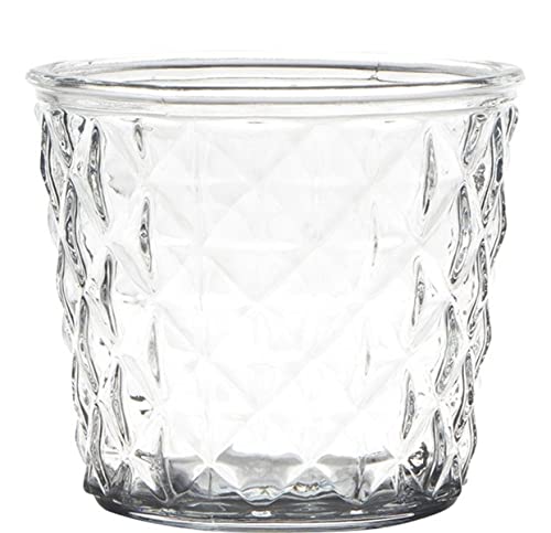 INNA-Glas Vaso Decorativo IRYNA con diseño de Rombos, Transparente, 10cm, Ø11cm - Vidrio para Velas