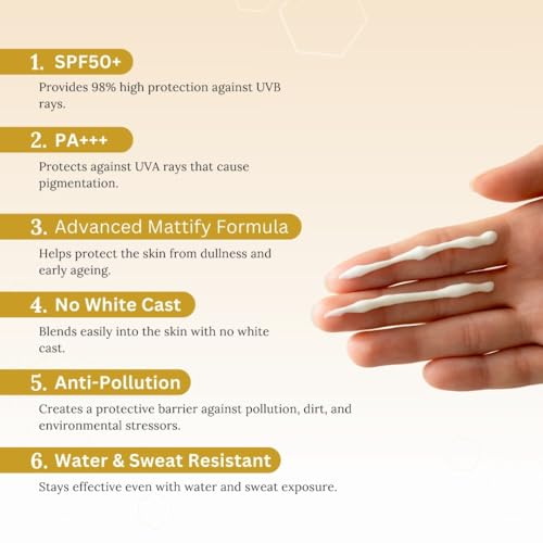 Image of Ultra Matte Sunscreen Spf 50+ PA+++ | Lightweight, Non-Greasy, and No White Cast | Broad Spectrum UVA /UVB and Blue Light Protection for Unisex (50 gm)