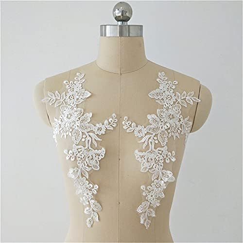 Mirror Pair Corded Applique Embroidery Flower Leaf Ivory Lace Motif Wedding Dress DIY Accessories Lace Decoration
