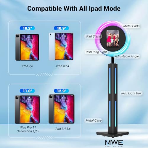 Portable Photo Booth Stand Shell with Flight Case, Fits for 12.9in 11in 10.9in 10.2in Ipad,Selfie Photo Booth with ChackTok PhotoBooth VIP Member,Ideal for Parties,Wedding and Events - Image 3