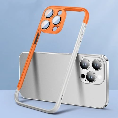 Coque transparente pour iPhone 13 avec double cadre orange premium et blanc
