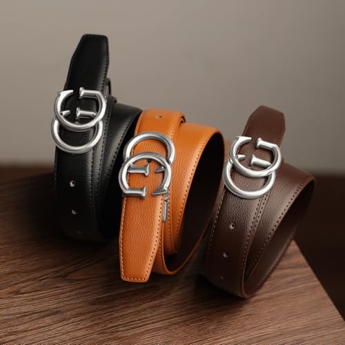 Image of Mens Microfiber Synthetic Leather Belt for Men - Adjustable Strap with Gold Buckle, Belt for Business & Casual