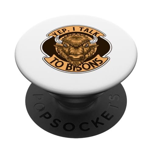 Yep I Talk To Bisons Buffalo American Bison Bovinae Bison PopSockets Swappable PopGrip, Black
