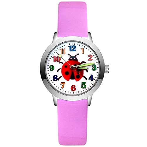 Reloj para niña Dibujos Animados de Moda Estilo Lindo Escarabajo Estudiante niñas Relojes de Pulsera de Cuero de Cuarzo Relojes para niñas (Color : Sky Blue)