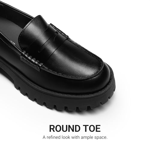 DREAM PAIRS Loafers voor vrouwen Platform Chunky Penny Loafer Lug Sole Comfortabele Slip On Dressy Casual Werk Zakelijke Kantoor Schoenen, Zwart-pu, 8.5 - Afbeelding 6