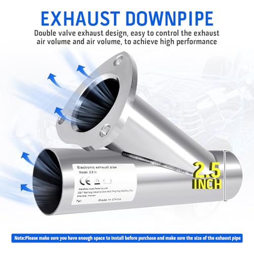 Samger 2.5\ 63mm Edelstahl Elektrische Auspuff Endschalldämpfer Klappenauspuff Ventilschalter System Kit mit Fernbedienung Schweißen erforderlich