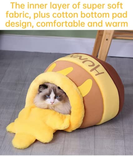 Linghe Cat Nest Honey Pot Shape Cat Sofa Bed Cute and Comfortable Pet Cat House Can Be Inverted Multifunctional Soft Pet Bed Suitable for Small Cats and Dogs - Image 3