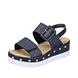 schuhe blau gelb Sohle: Polyurethan Rieker Damen V3951 Sandalen, blau, 39 EU