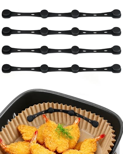Weenkler Magnete für Airfryer Backpapier - 4 Stück Magnetische Silikon Beißluftfritteuse Zubehör für Backpapier Fixieren Airfryer Magnete für Ninja Philips 17.5 cm