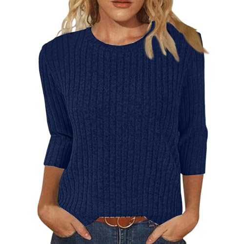 T-shirt 3/4 femme col rond coupe classique ample et léger pour le printemps