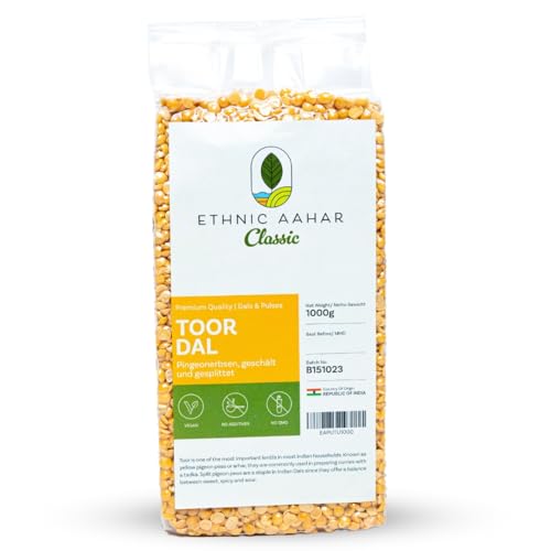 Ethnic Aahar Toor Dal 1000g | Protein-Rich Pulses & Lentils for Wholesome Cooking | Premium Quality Dals | Essentials for Vegan, Vegetarian, and Ayurveda-Inspired Lifestyles.