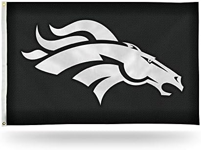 Rico Industries NFL Denver Broncos 3-Foot by 5-Foot Carbon Fiber Design Single Sided Banner Flag with Grommets