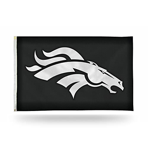 Rico Industries NFL Denver Broncos 3-Foot by 5-Foot Carbon Fiber Design Single Sided Banner Flag with Grommets