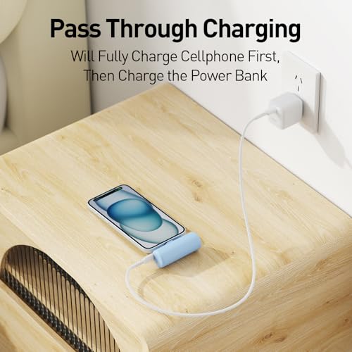 Image of iWALK 4,500mAh Portable Charger for iPhone 15 /16 /17, Power Bank with Build-in USB C Connector, Battery Pack Phone Charger for iPhone Series, Samsung S22 /23 /24 Series and Android, Blue