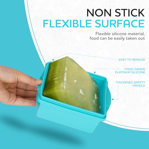 Image of Xomoo 2 Cup Silicone Freezer Trays with Lids, Silicone Soup Freezer Molds - Leakproof, BPA-Free, Stackable, Microwave & Dishwasher Safe, Perfect for Soups, Sauces, Meal Prep, and Baked Goods - 4 Pack