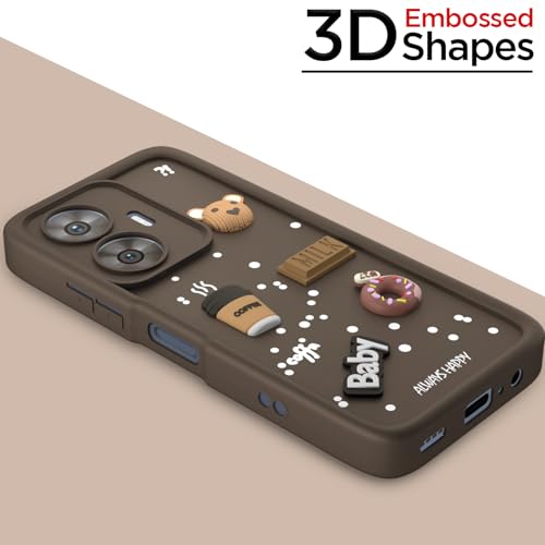Image of Pikkme Back Cover for Realme Narzo N55 / Realme C55 | Cute Fun Cartoon 3D Bear Silicone Full Body Protection Bumper Cover (Brown)