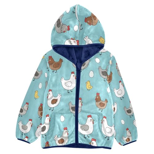Chicken Eggs and Cute Chicks Toddler Fleece Jacket Girl Boys Hooded Fleece Jacket Coat Warm Outwear Zip-up 3-10T