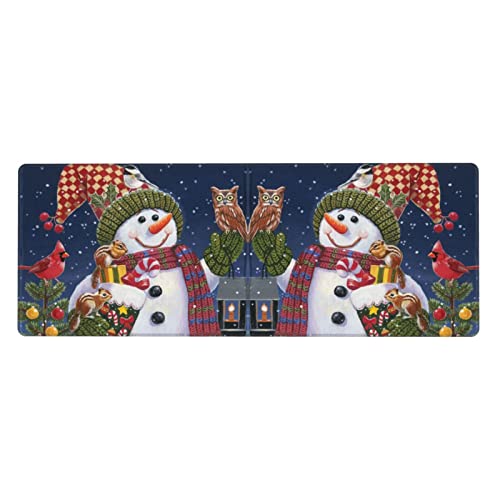 Tapis de souris imperméable avec bords cousus motif bonhomme de neige de Noël