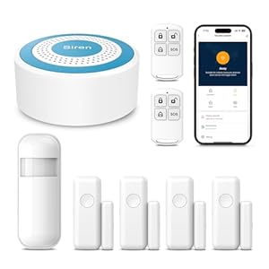 PGST Home Alarm System,Smart Home Security Systems with Instant Tuya App Alerts,8 Pieces Door Alarm Kits Siren Hub with Motion and Door Sensors,Remote,Work with Alexa for Villa,Apartment,Kids Safety