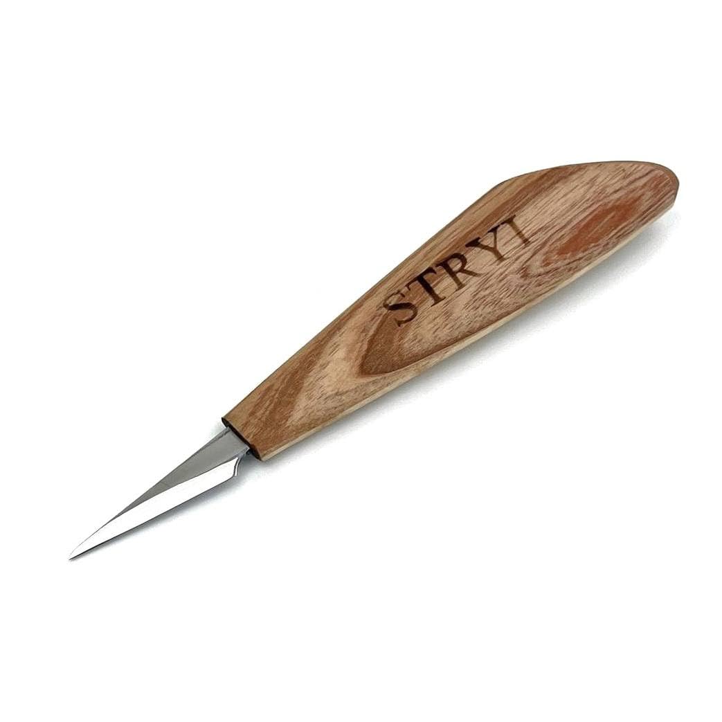 Coltello da intaglio in legno da 40 mm STRYI PROFI - Coltello per WHITTLING, SLOYD, al dettaglio, realizzato in acciaio al carbonio temprato