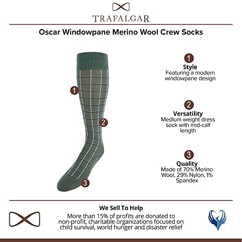 Trafalgar Men's Oscar Windowpane Merino Wool Mid-Calf Socks2