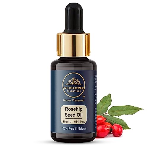 Image of Rosehip Seed Oil Cold Pressed For Face, Skin, Hair & Body, Collagen Pure & Natural with Glass Dropper 30ml