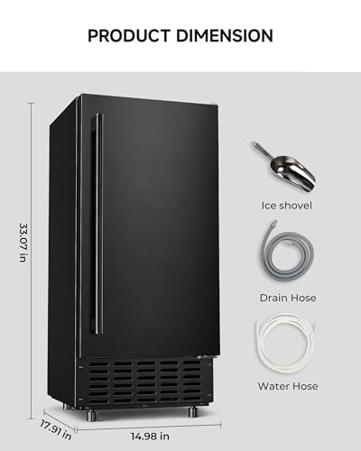 Image of EUHOMY Under Counter Nugget Ice Maker Machine, 70Lbs /Day, Bulit-in Freestanding Ice Maker with Double Ice Baskets, Self-Cleaning & 24H Timer Ice Machine, for Home Use(Black)
