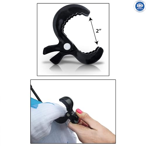 Image of Safe-O-Kid (1 Pcs) Baby Stroller Hooks Multipurpose Pram Toy Holder | Stroller Accessories for Hanging Bags, Toys, Hats & Burp Cloths | Strong Clip Hooks for Stroller, Pram & Pushchair | Black