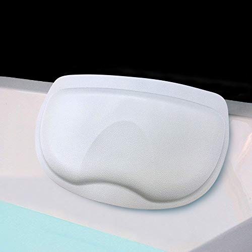 YLFW Bath Tub Pillow - Bath Spa With Neck, Shoulder And Head Support - Hot Tub And Jacuzzi Wedge - Soft Waterproof Headrest With Suction Cup - Moldproof And Mildewproof Foam,White