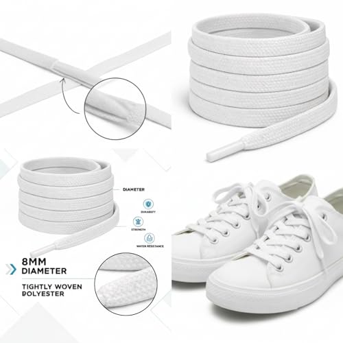 Image of Heavy Duty Flat Shoe Laces for Men & Women | Comfortable, Strong Grip & Stylish Sneaker Laces