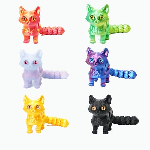 UXBSTM 6-Pack Colorful 3D Printed Cat Fidget Toys