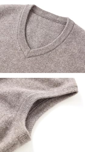 Rivccku Men's Sleeveless Sweater Vest 100% Cashmere Knitted Gilets Jumper V-Neck Pullover Tank Top for Autumn Winter3