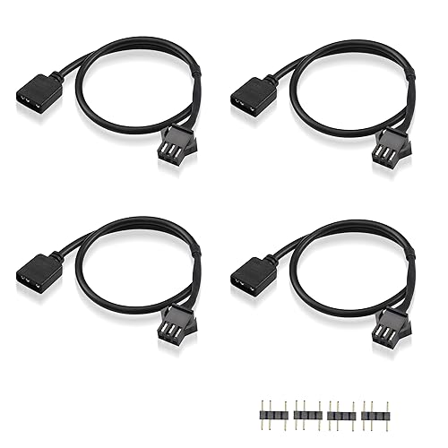 GINTOOYUN ARGB-Verlängerungskabel - 0.98FT (Stil 4) mit 3-Pin weiblichem ARGB-Stecker und adressierbarer 5V RGB-Verlängerung für RGB-Fans und LED-Streifen