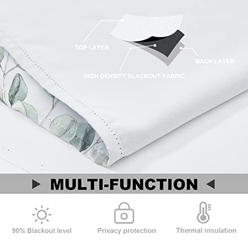 Batmerry Watercolor Botanical Kitchen Valances Half Window Curtain, Watercolor Botanical With Eucalyptus Leaves Floral Kitchen Valances For Windows Valance For Decor Reducing The Light 52X18 Inch #TOP2