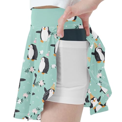 Girls Skorts High Waist Athletic Skirts with Shorts Penguins Stretchy Teens Performance Tennis2