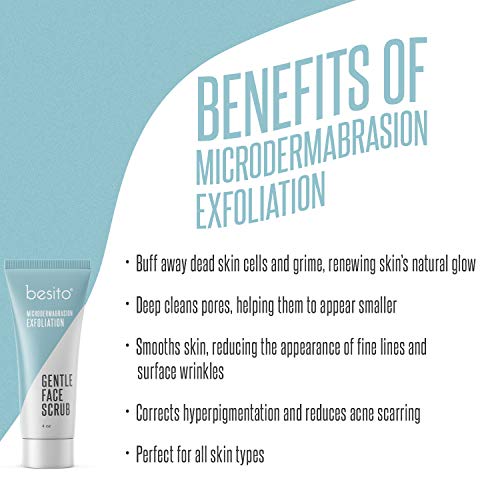 Microdermabrasion Face Scrub and Facial Exfoliator. Gentle Formula for Blackheads, Reducing Pore Size, Improving Acne Scars and Skin Texture.