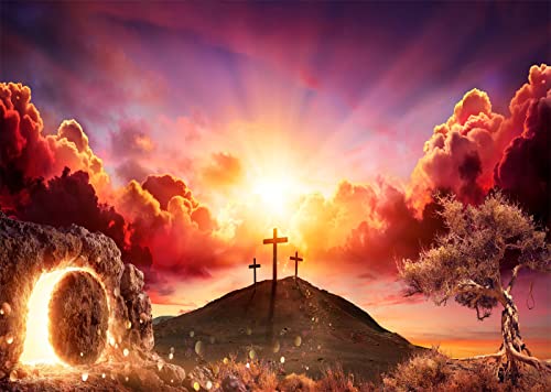 Décoration Résurrection Christ avec croix et coucher de soleil - 3