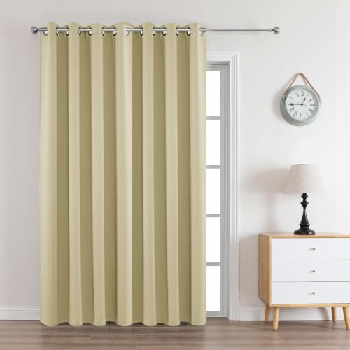 Image of Joydeco Blackout Curtains 90 Inches Long 1 Panel, Thermal Insulated Long Curtains& Drapes 1 Piece, Room Darkening Grommet Drapes for Living Room Bedroom Window (W70 x L90 Inch, Beige)