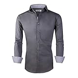 Alex Vando Mens Dress Shirts Regular Fit Long Sleeve Stretch Business Dress Shirts for Men,Charcoal,Large