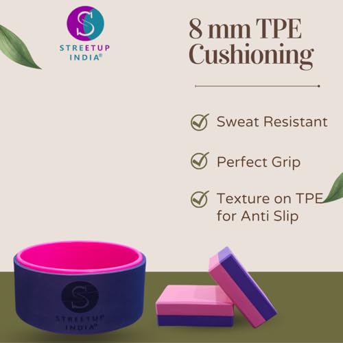 Image of Streetup India Yoga Wheel for Stretching, Exercise, Back Bends, Workout for Unisex With High Density Strong Foam Sweat Resistant (Purple Wheel & Brick)