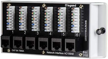 Legrand - OnQ Home Theater Patch Panel, 6 Port Interface Module, Cat 6A Network Patch Panel for Wired Ethernet Connection, Black, AC106A6 - 2