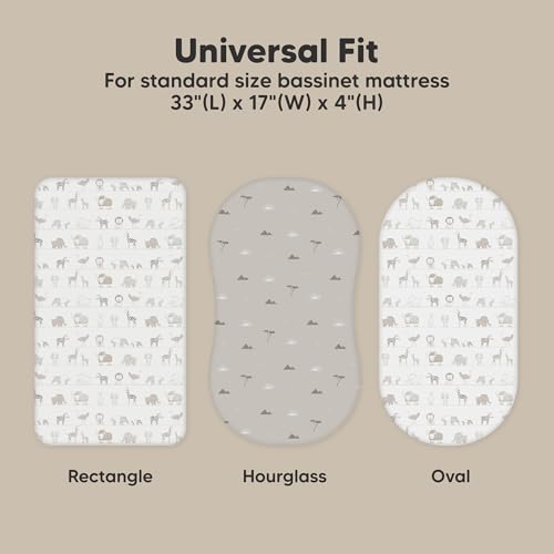 Image of 2-Pack Organic Bassinet Sheets for Girls, Boys - 100% Cotton Bassinet Mattress Sheets Compatible with Halo Bassinest Swivel Sleeper, Graco,Baby Delight,Chicco,Unisex Fitted Bassinet Sheets (Savannah)