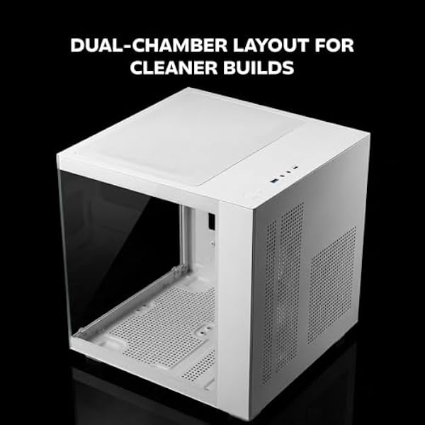Mars Gaming MC-CUBE MicroATX PC Case ультракомпактный кубический формат панорамное закаленное стекло 120 мм ARGB задний вентилятор поддержка жидкостного охлаждения до 120 мм Mini Tower с USB-C белый