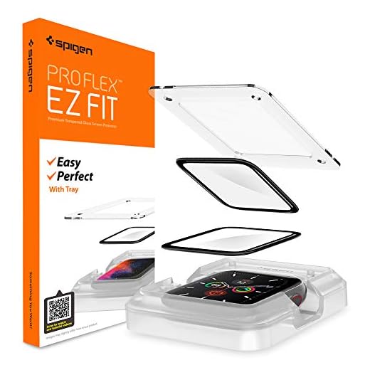 Spigen ProFlex EZ Fit Skärmskydd kompatibel med Apple Watch 6/5/ 4/ SE 44mm, met sjabloon voor installatie, Full Täckning, Responsiv Touch, Case friendly