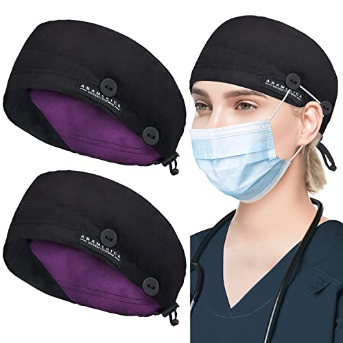 ABAMERICA Working Caps with Button and Sweatband, Adjustable Working Hats for Women Men, One Size(Tie Back or Toggle)