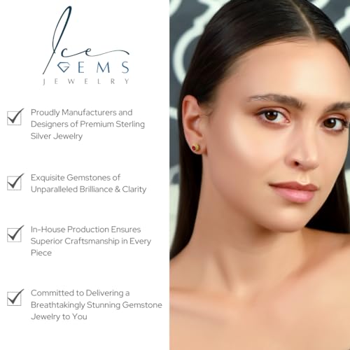 Ice Gems 14K Gold 925 Sterling Silver Genuine, Created or Simulated Birthstone 6mm Gemstone Crown Stud Earrings for Women & Girls2