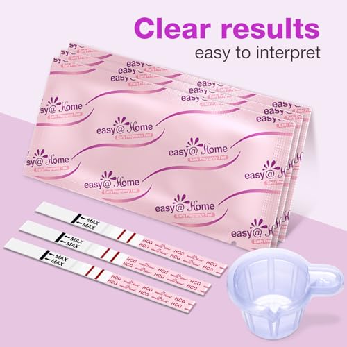 Easy@Home 40 Pregnancy Test Strips with 40 Urine Cups: Accurate Early Detection - Sensitive & Fast Clear Results - Designed for Women Trying to Conceive | 40 hCG Pregnancy Strips+ Urine Cups