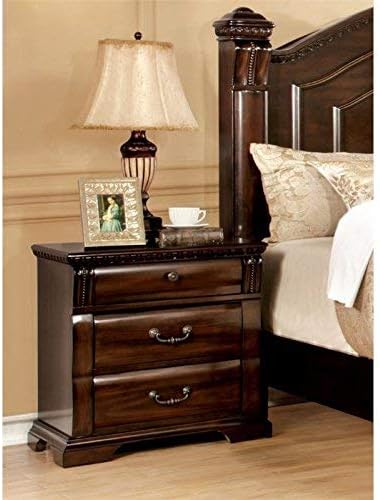 Homes: Inside + Out ioHOMES Secosia Transitional 3-Drawer Nightstand, Cherry